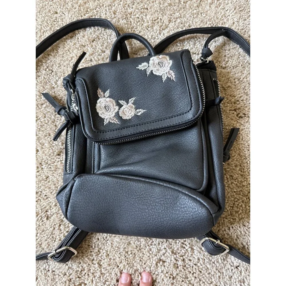Womens Black Small‎ Floral Grunge Backpack Edgy Baddie Punk School Tiny